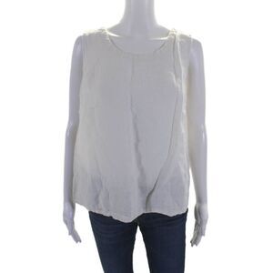 Karavan Womens Linen Round Neck Sleeveless Pullover Tank Top White Size L